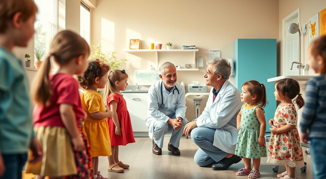 consulta médica com crianças
