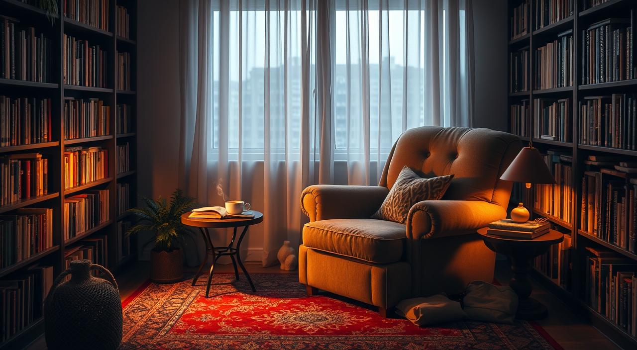 espaço de leitura confortável